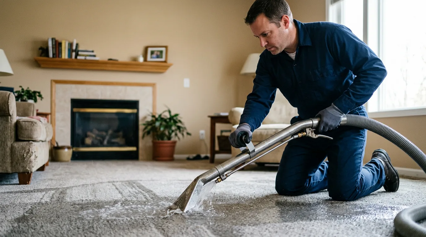 Water damage restoration technician working near Flora, IL